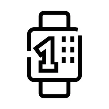 Smartwatch displaying number one notification line icon 스톡 일러스트