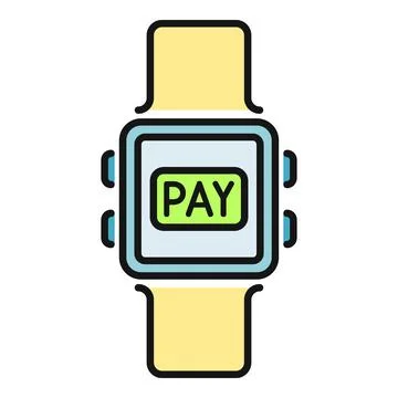 Smartwatch displaying pay button for digital transaction イラスト素材