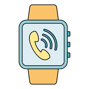 Smartwatch displaying a ringing phone icon representing a wireless call Stock Illustration