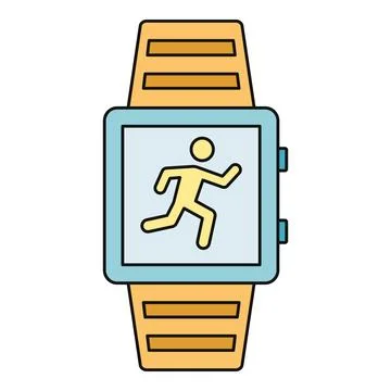 Smartwatch displaying running activity tracking fitness application Ilustración de archivo