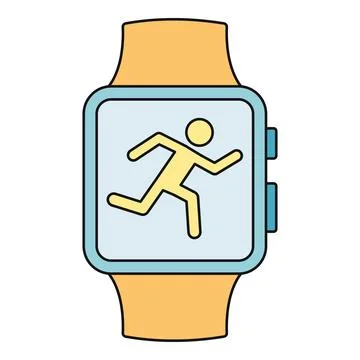 Smartwatch displaying running activity tracking fitness icon イラスト素材