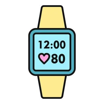 Smartwatch displaying time and heart rate monitoring data Ilustração Stock