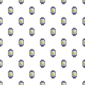Smartwatch with dollar sign seamless pattern background Illustrazione stock