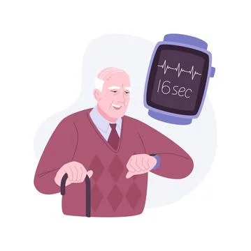 Smartwatch ECG Tracking Feature isolated cartoon vector illustrations. Stock Illustration