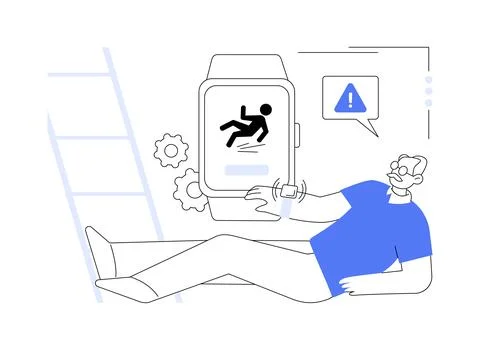 Smartwatch fall detection abstract concept vector illustration. Stock Illustration