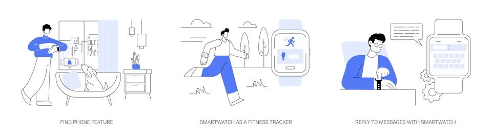 Smartwatch features abstract concept vector illustrations. 스톡 일러스트
