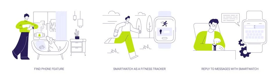 Smartwatch features abstract concept vector illustrations. Stock-Illustration