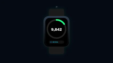 Smartwatch Fitness Tracker Interface with Heart Rate Monitor and Step Goal .. Видео 346130427