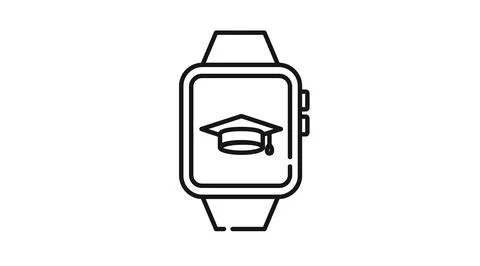 Smartwatch with graduation cap icon Ilustração Stock