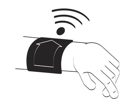 Smartwatch hand with remote home control doodle outline illustration Stock Illustration