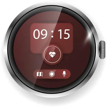 Smartwatch Health Tracker User Interface With Heart Rate Monitor And Time D.. 스톡 일러스트