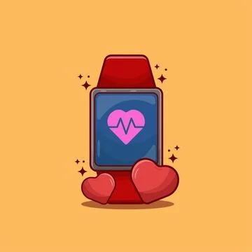 Smartwatch with Heartbeat Symbol Vector Illustrazione stock