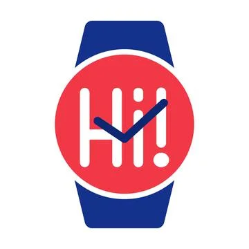 Smartwatch with Hi greeting message on screen vector illustration. Smart watch Stock Illustration