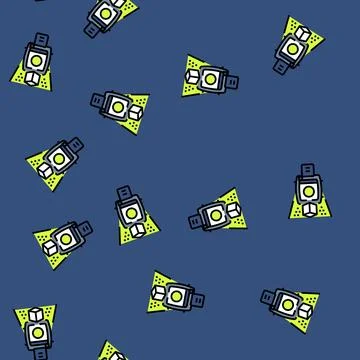 Smartwatch holographic display vector seamless pattern Stock Illustration