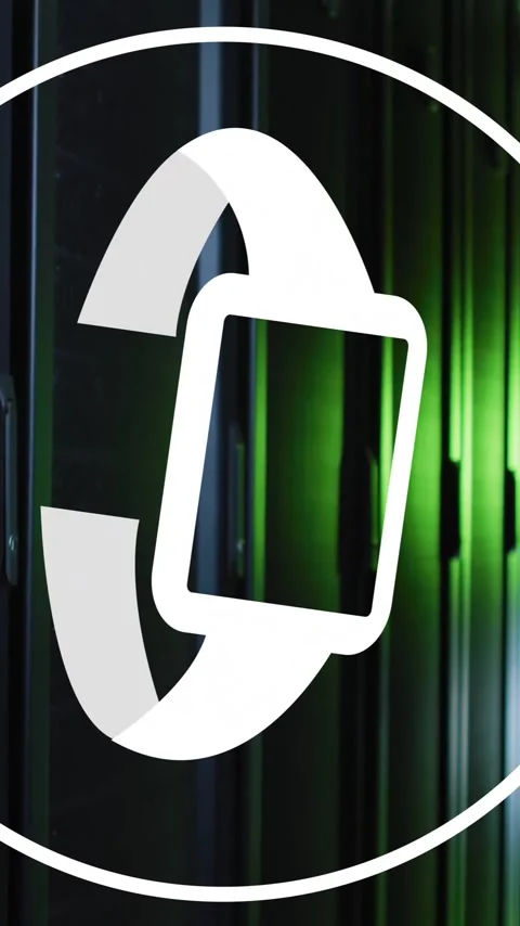 Smartwatch icon animation over server racks in data center Stock Footage 343027697