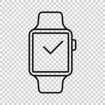 Smartwatch icon with checkmark symbol for digital fitness tracking. Stock Illustration