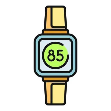 Smartwatch icon showing pulse eighty five measurement Illustrazione stock