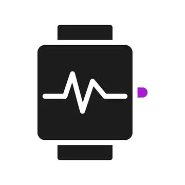 Smartwatch icon solid purple black sport symbol illustration. Stock Illustration