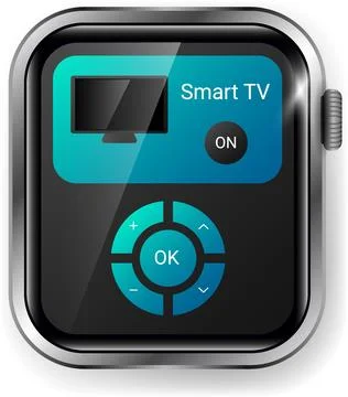 Smartwatch Interface for Smart TV Control with Navigation Buttons Stock Illustration