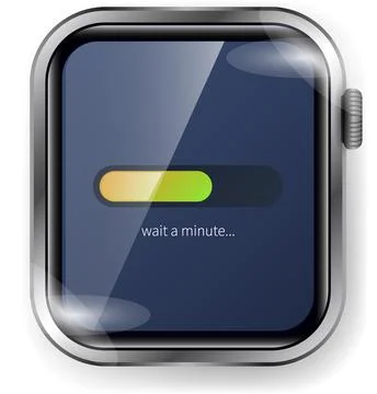 Smartwatch Loading Screen UI With Colorful Progress Bar and Wait Message Stock Illustration