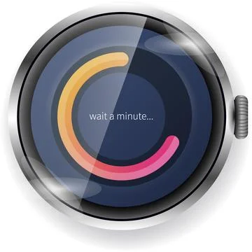 Smartwatch Loading Screen UI With Colorful Circular Progress Bar and Wait M.. Stock Illustration