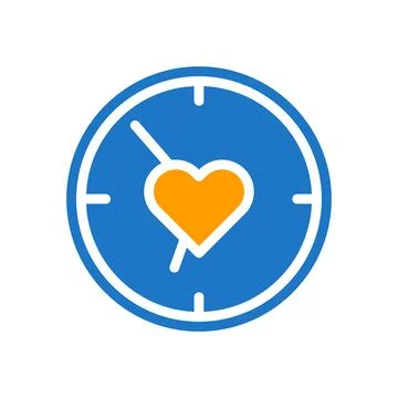 Smartwatch love icon solid blue orange style valentine illustration symbol .. Stock Illustration