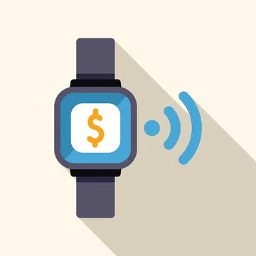 Smartwatch making contactless payment using nfc technology Illustrazione stock