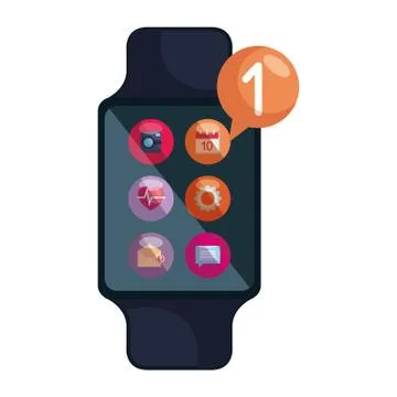 Smartwatch with menu applications and speech bubble Stock Illustration