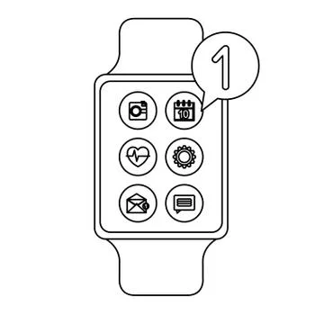 Smartwatch with menu applications and speech bubble Stock Illustration