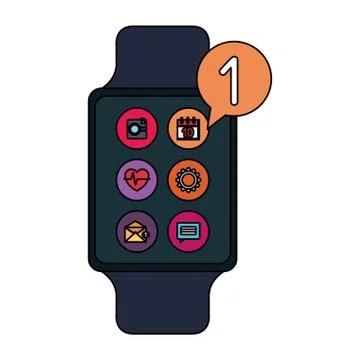 Smartwatch with menu applications and speech bubble Stock Illustration