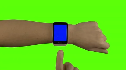 Smartwatch mock-up with gestures and chroma keying and white stripe Video stock 48232976