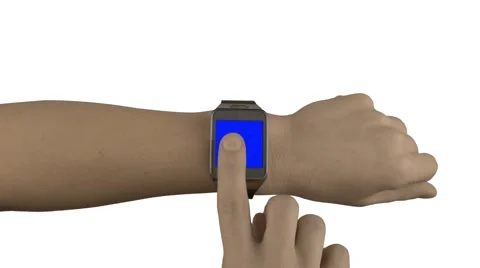 Smartwatch mock-up with gestures and chroma keying and white background Video stock 48414528