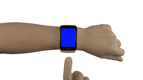 Smartwatch mock-up with gestures chroma keying and white background Video stock 48414149
