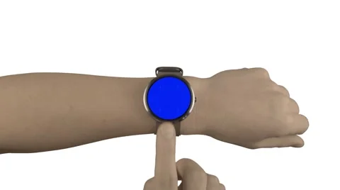 Smartwatch mockup with interaction blue screen and white background Video stock 48413925