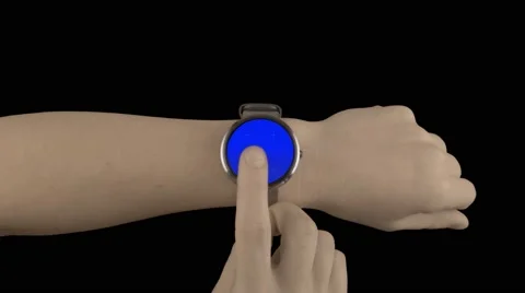 Smartwatch mockup with interaction blue screen and black background Video stock 48414013