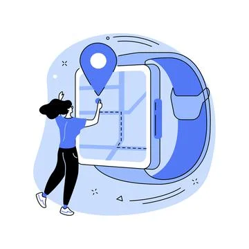 Smartwatch navigation abstract concept vector illustration. Illustrazione stock