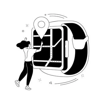 Smartwatch navigation abstract concept vector illustration. Illustrazione stock