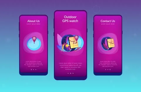 Smartwatch navigation app interface template. Stock Illustration