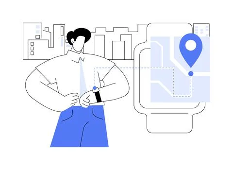 Smartwatch navigation isolated cartoon vector illustrations. Ilustración de archivo