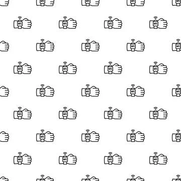 Smartwatch nfc contactless payment technology seamless pattern Illustrazione stock