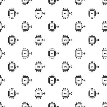 Smartwatch nfc payment technology wireless seamless pattern Stock Illustration