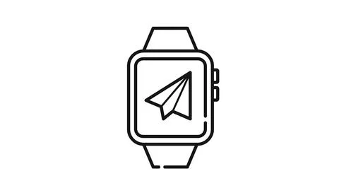 Smartwatch with paper plane icon Ilustração Stock