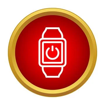 Smartwatch with power button icon in red circle Stock Illustration