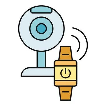 Smartwatch remotely controlling a wireless webcam communication icon Stock Illustration