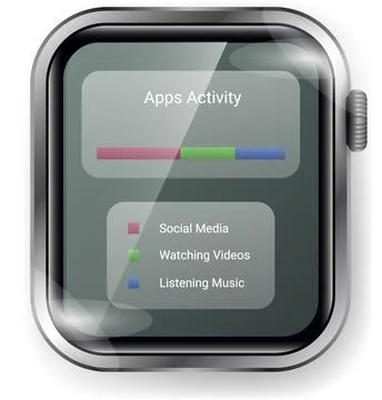 Smartwatch Screen Time Usage Report UI Display With App Activity Analysis Illustrazione stock