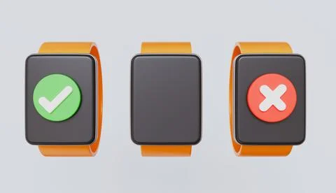 Smartwatch set icon, Notification of confirmation or rejection Stock Illustration