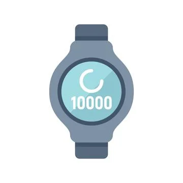 Smartwatch showing 10000 steps on screen icon Stock Illustration