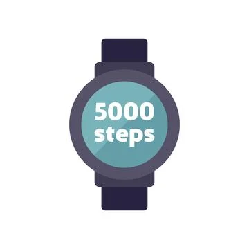 Smartwatch showing 5000 steps icon walking tracker Ilustración de archivo