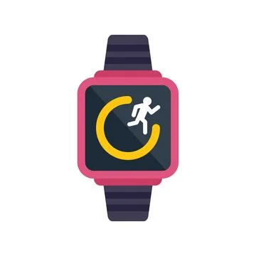 Smartwatch showing running man icon on screen displaying fitness app interfac Stock Illustration