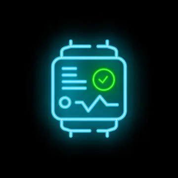 Smartwatch showing successful data synchronization with green check mark in.. Illustrazione stock